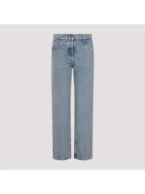 5 Pocket Organic Denim Cotton Straight Jeans Mid Blue