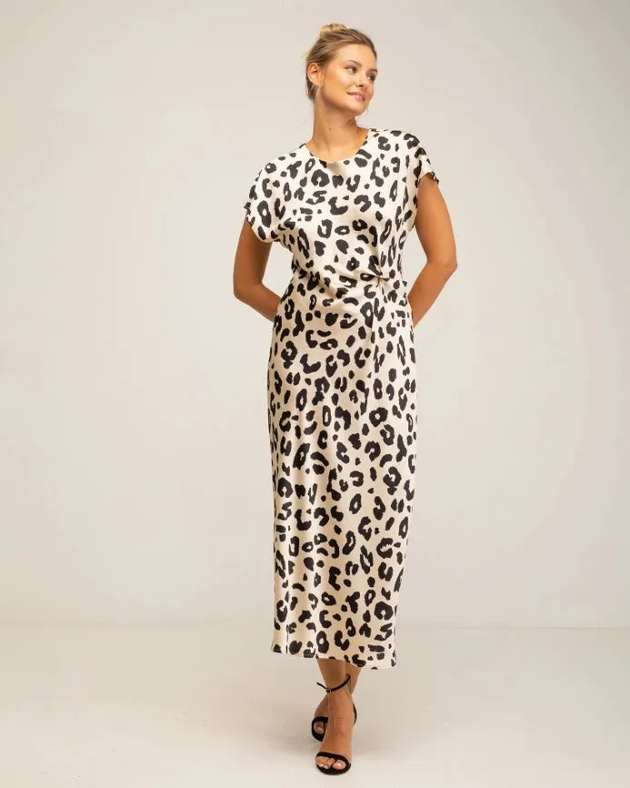 ANIMAL PRINT DRESS_ECRU