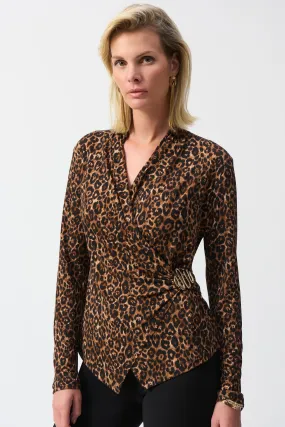 Animal Print Wrap Top