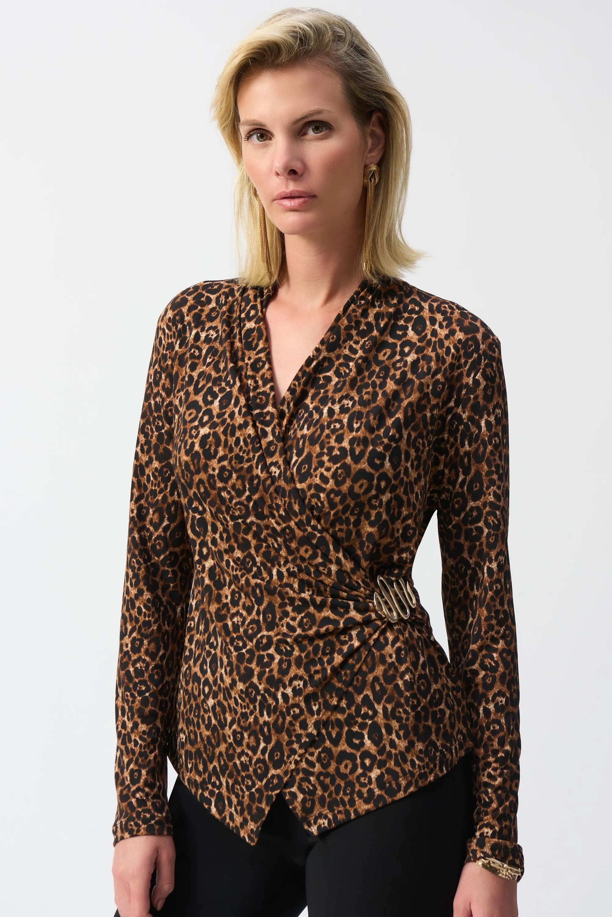 Animal Print Wrap Top