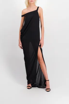 Asymmetric draped maxi dress