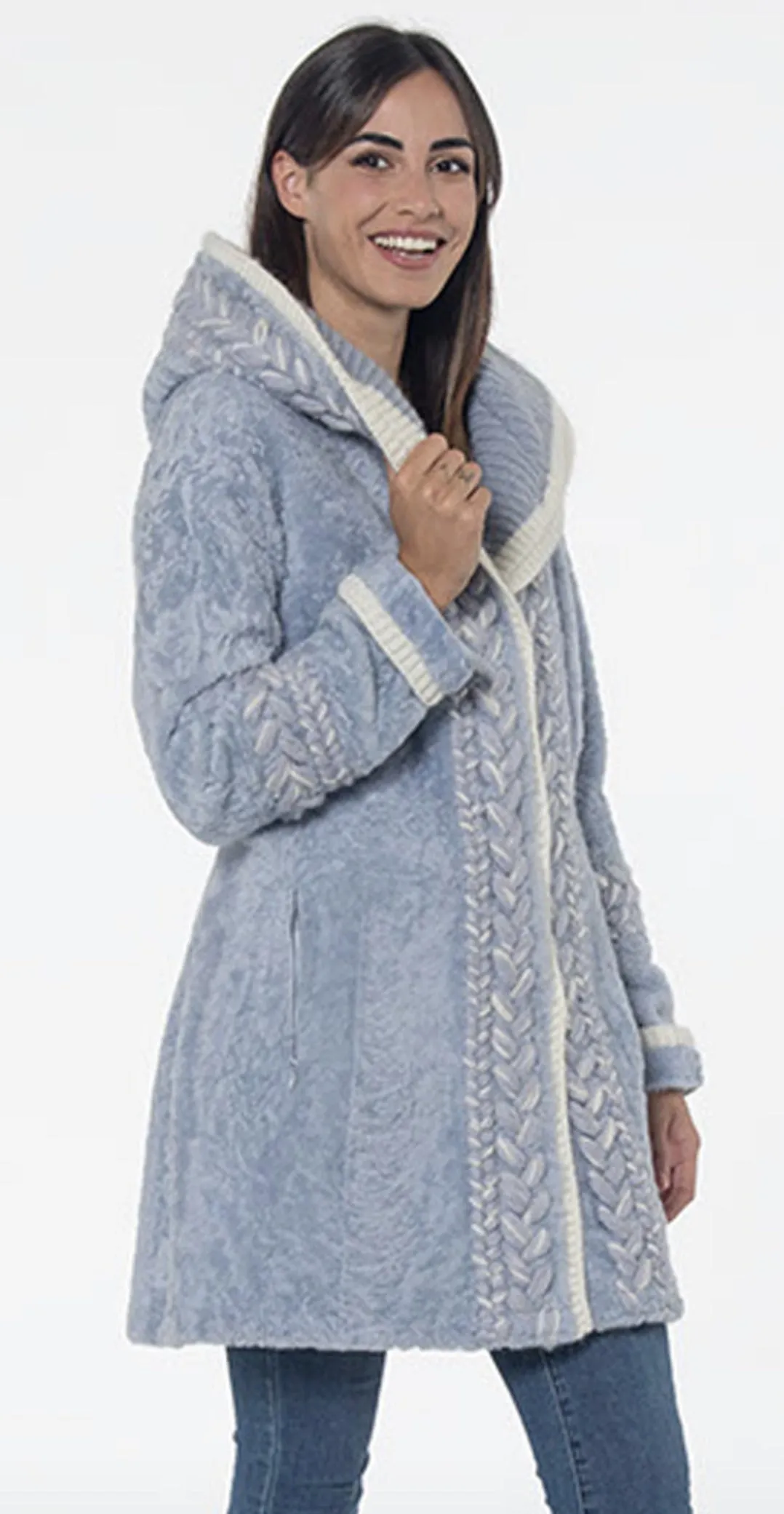 Bergen of Norway Heidi Blue Shearling Reversible Coat