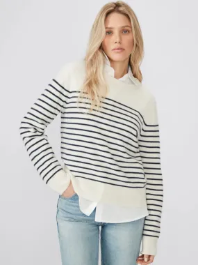 Betty Cashmere Sweater in Heather Cream/Navy