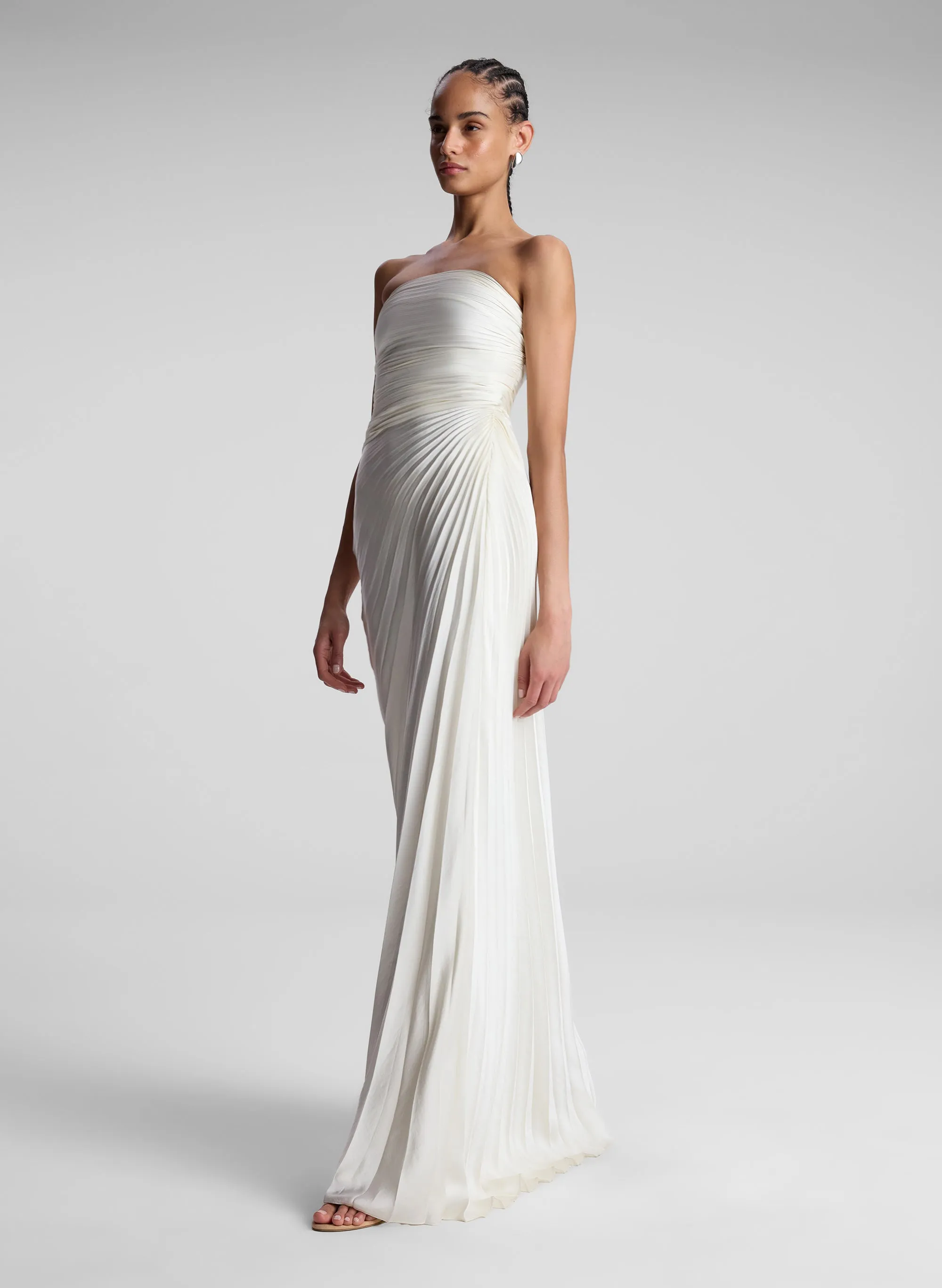 Bianca Strapless Pleated Maxi Dress