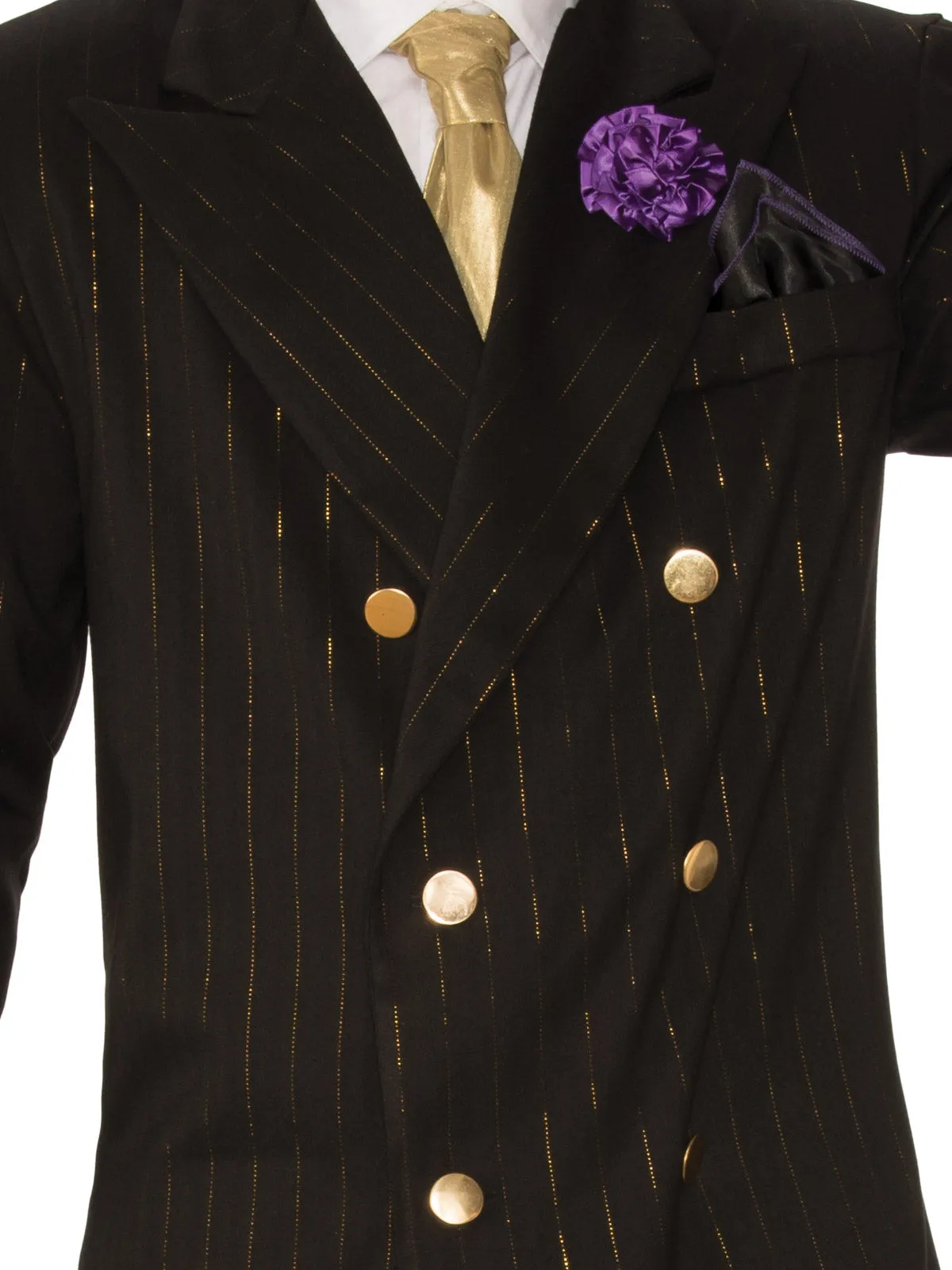 Black and Gold Pinstripe Gangster Costume