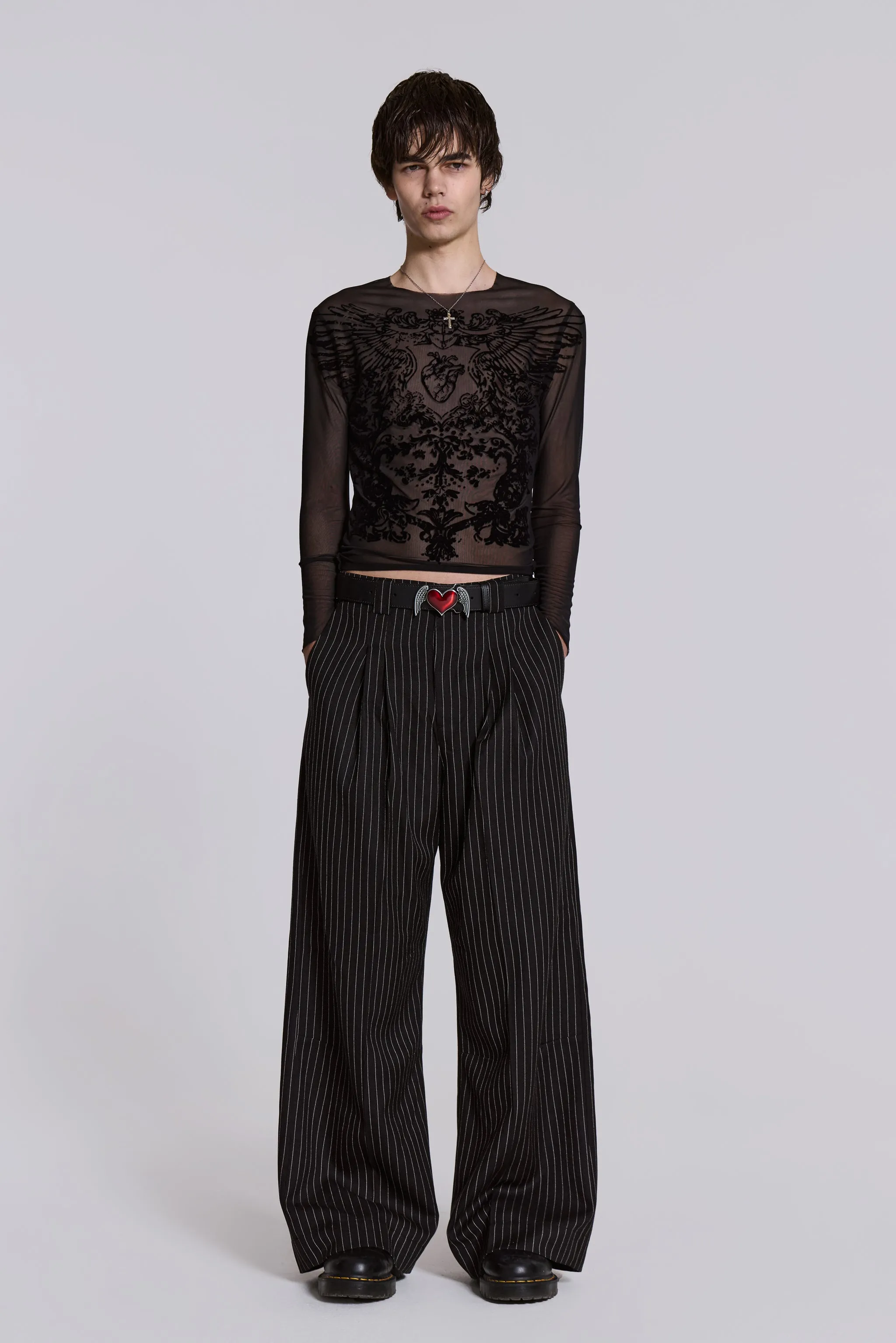 Black Pinstripe Goliath Pants