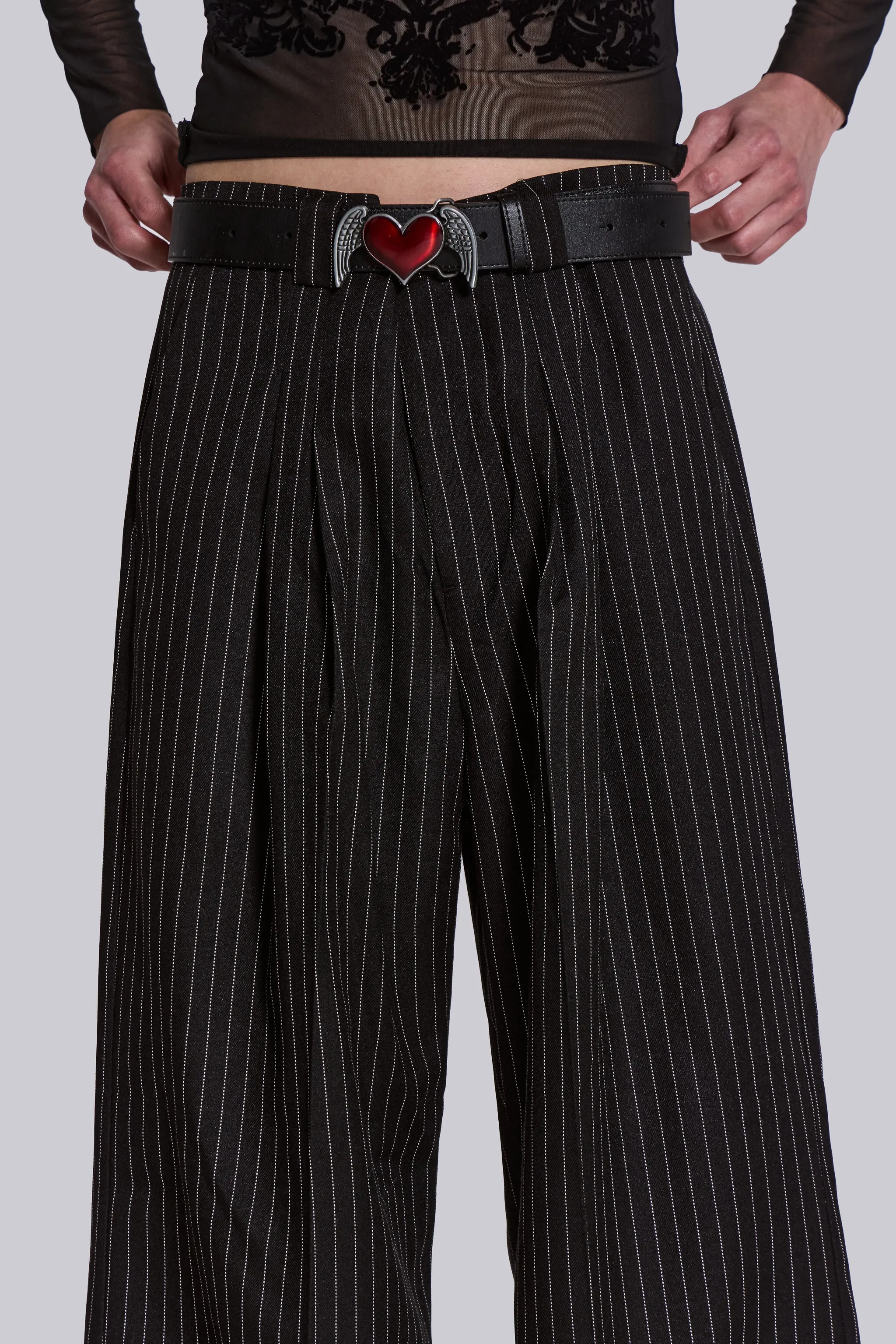 Black Pinstripe Goliath Pants