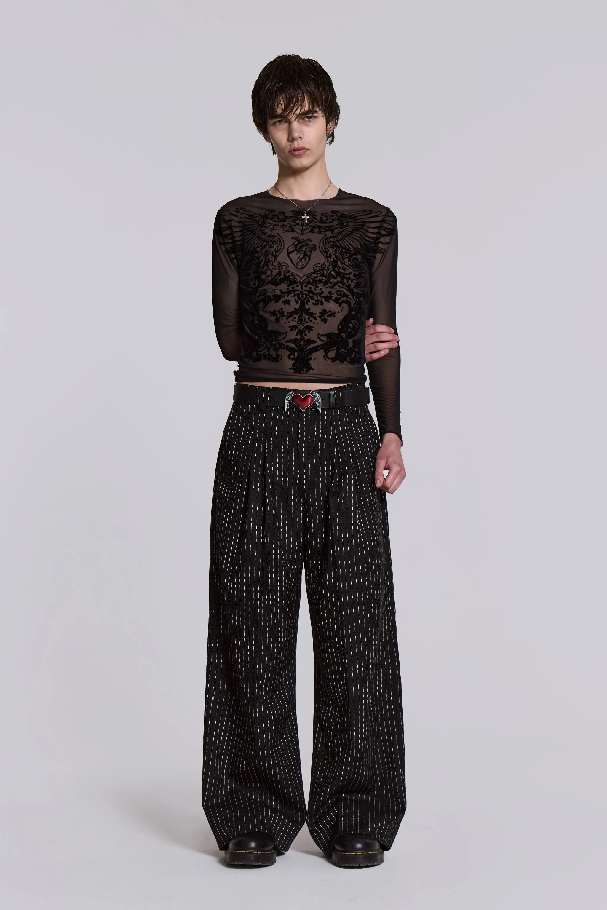 Black Pinstripe Goliath Pants