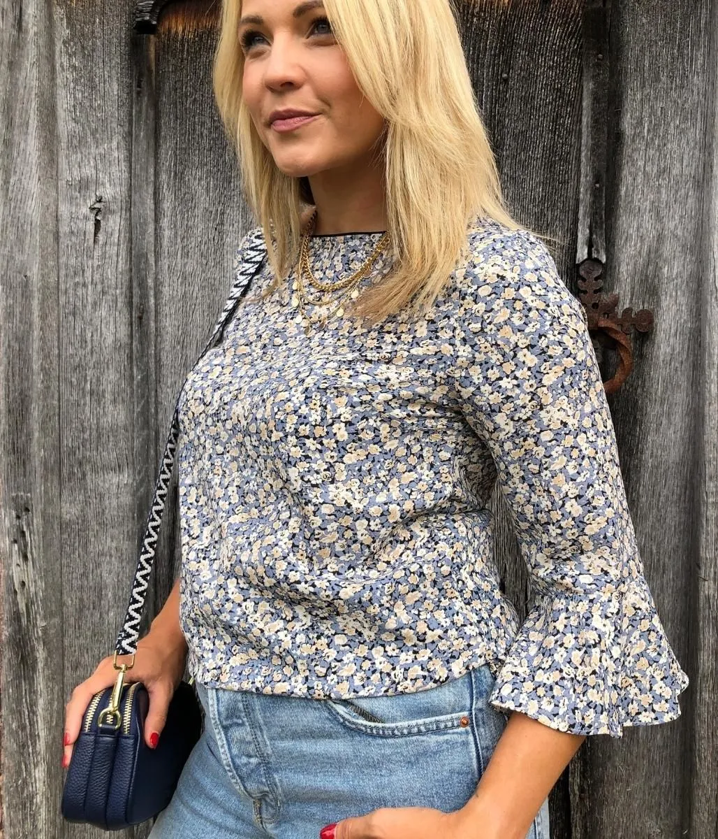 Blue Fleur Print Blouse