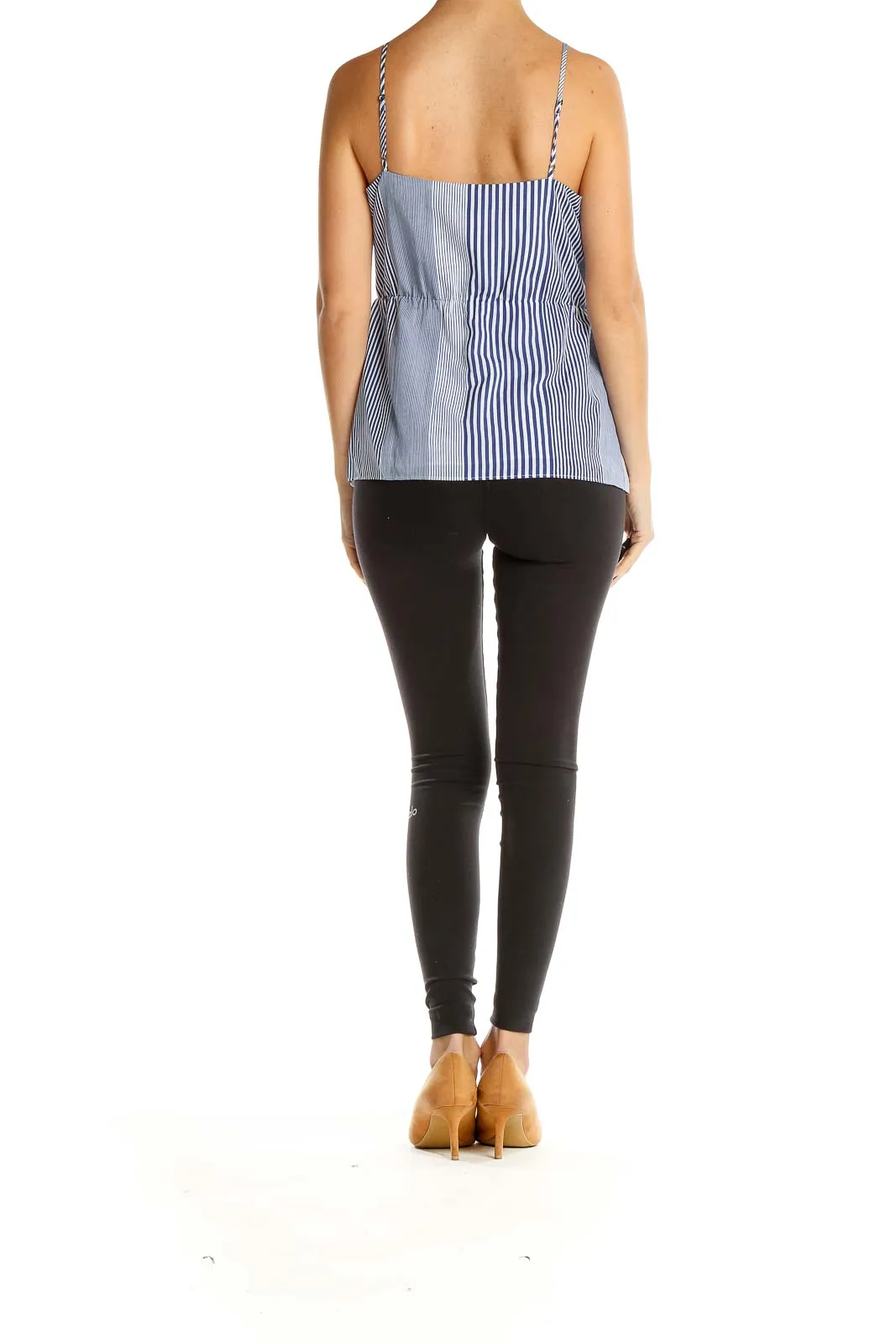 Blue Striped Wrap-Style Camisole Top