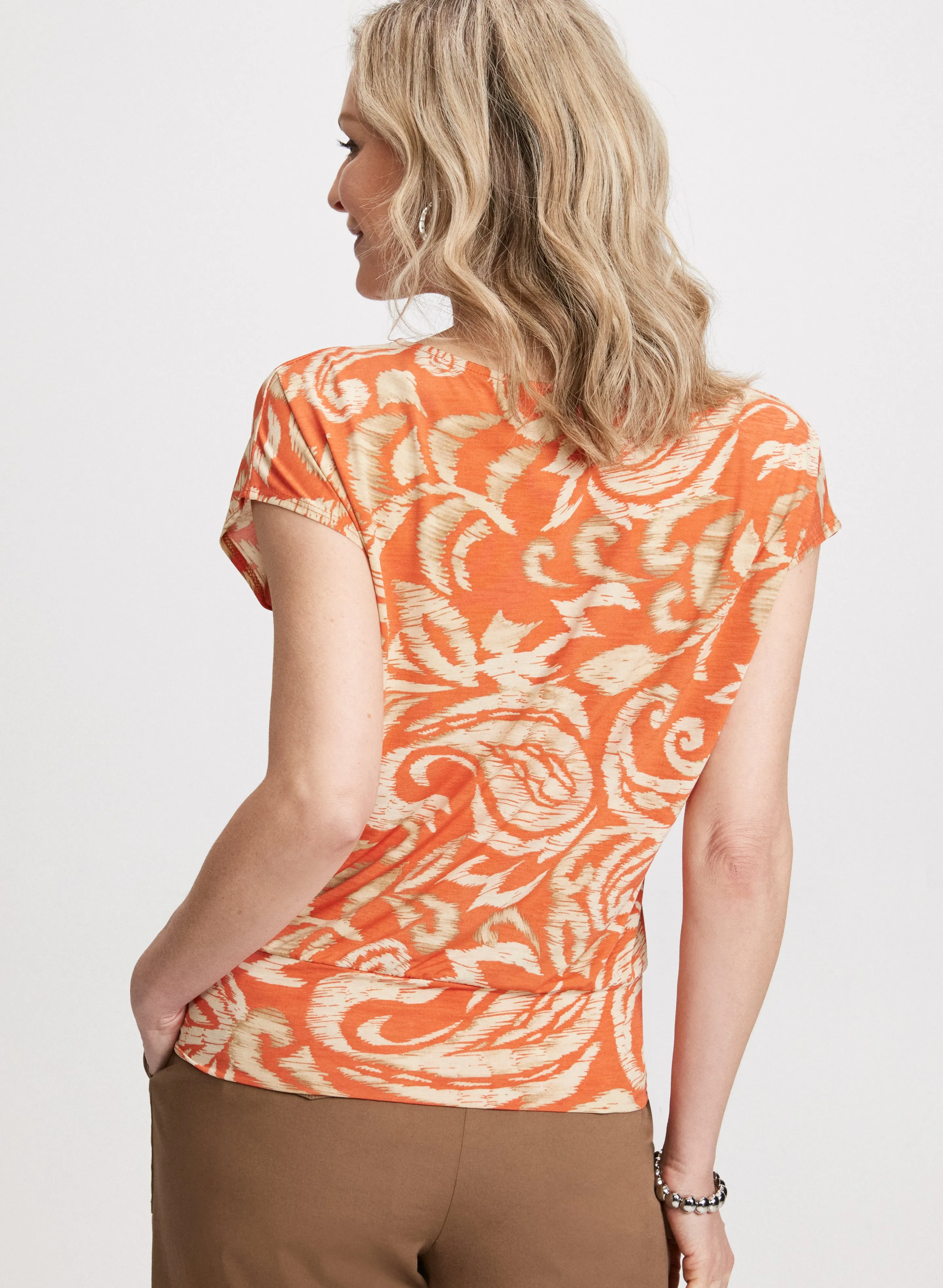 Boat-Neck Paisley Top