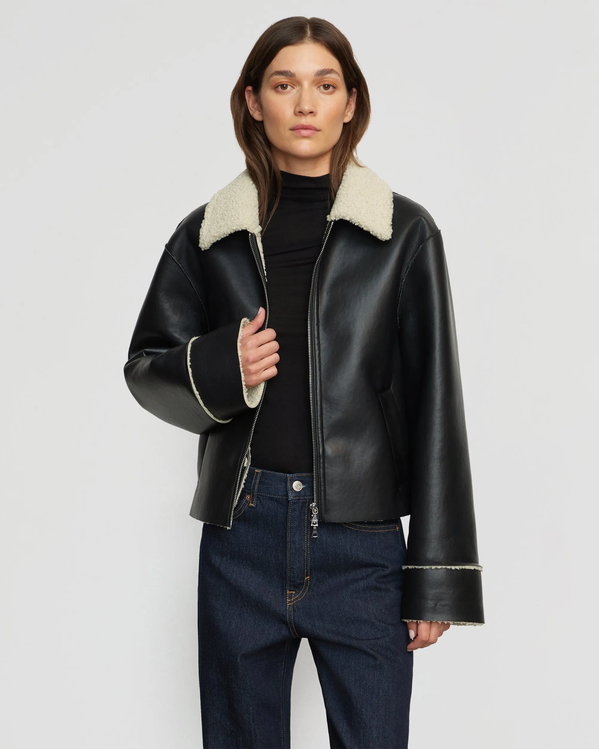 Bonnie Shearling-Collar Coat