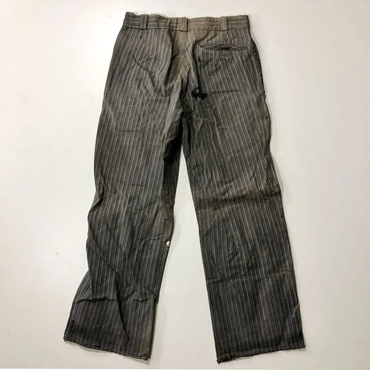 C1920 French Patched Pinstripe Workwear Trousers