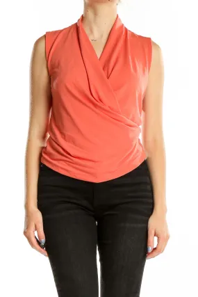 Coral Sleeveless Wrap Top