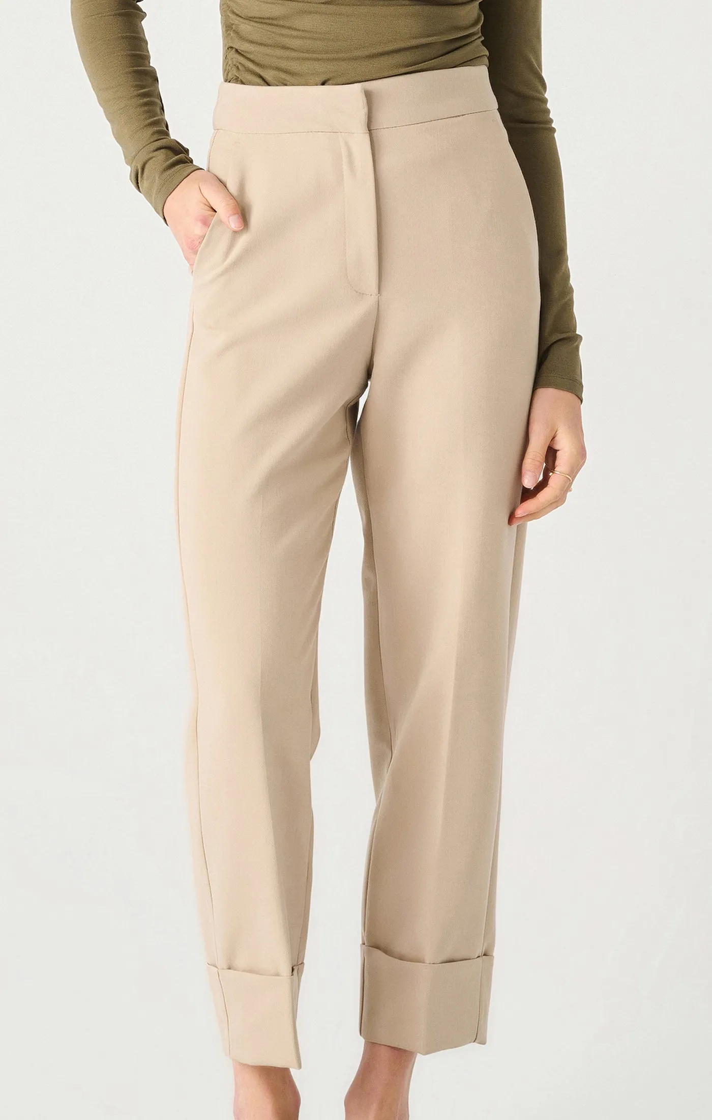 Cuffed Straight Leg Pants