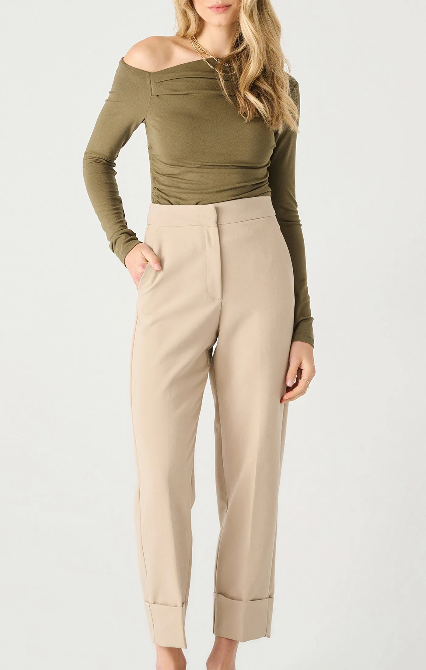 Cuffed Straight Leg Pants