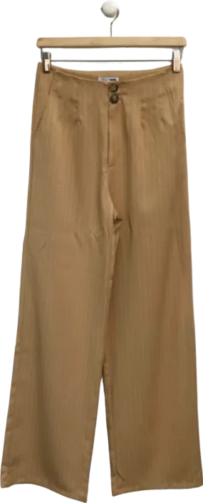 Fashion Nova Beige Pinstripe Trousers UK S