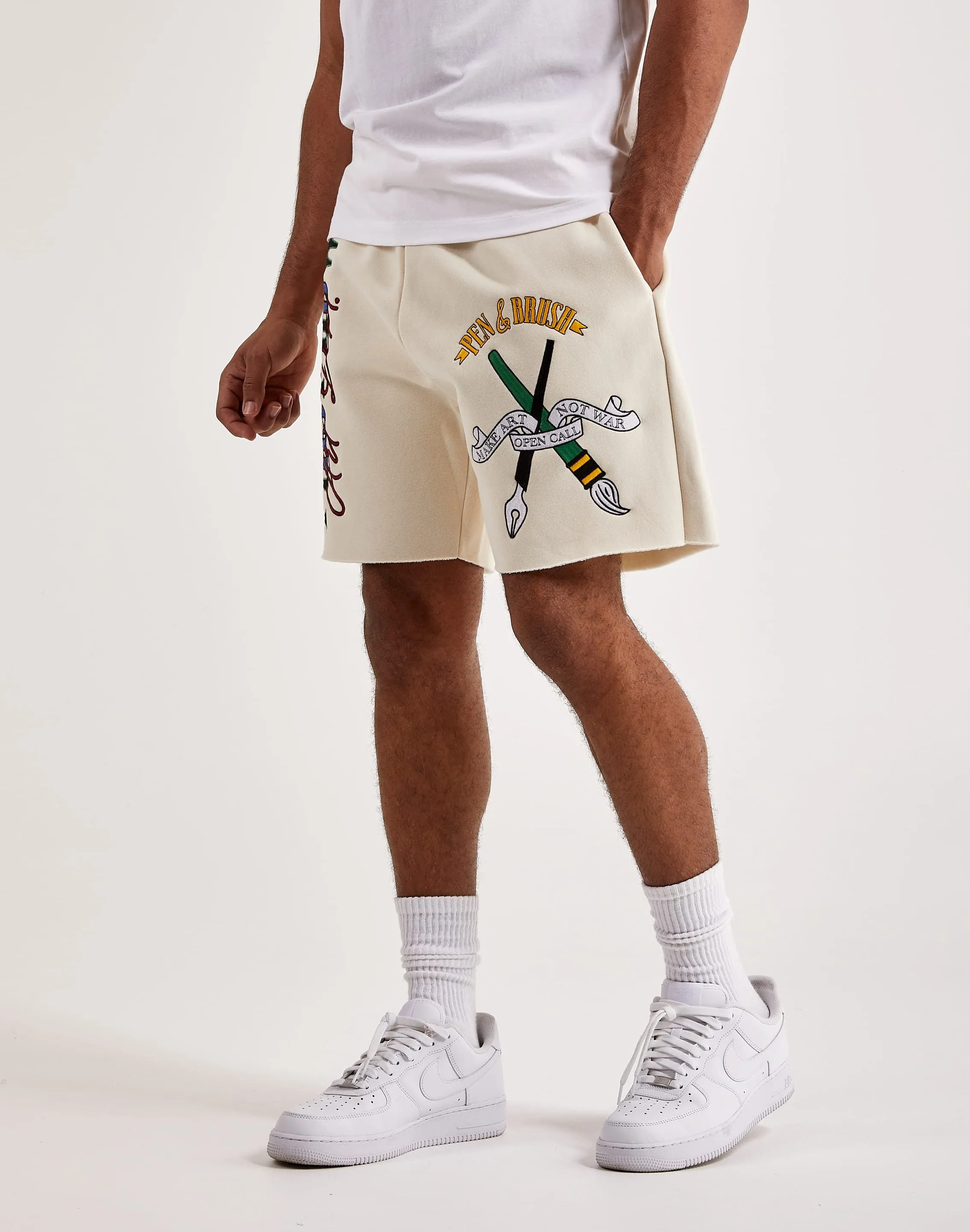 First Row Pen & Brush Fleece Shorts