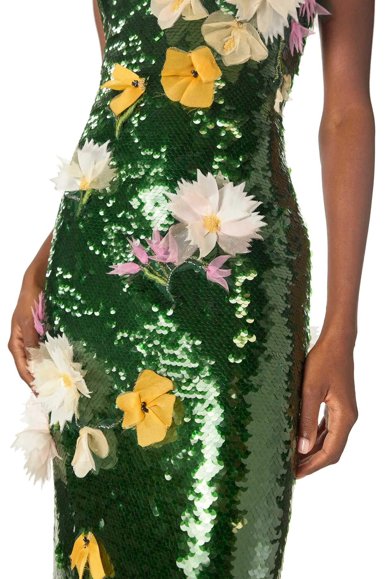 Floral Sequin Column Gown