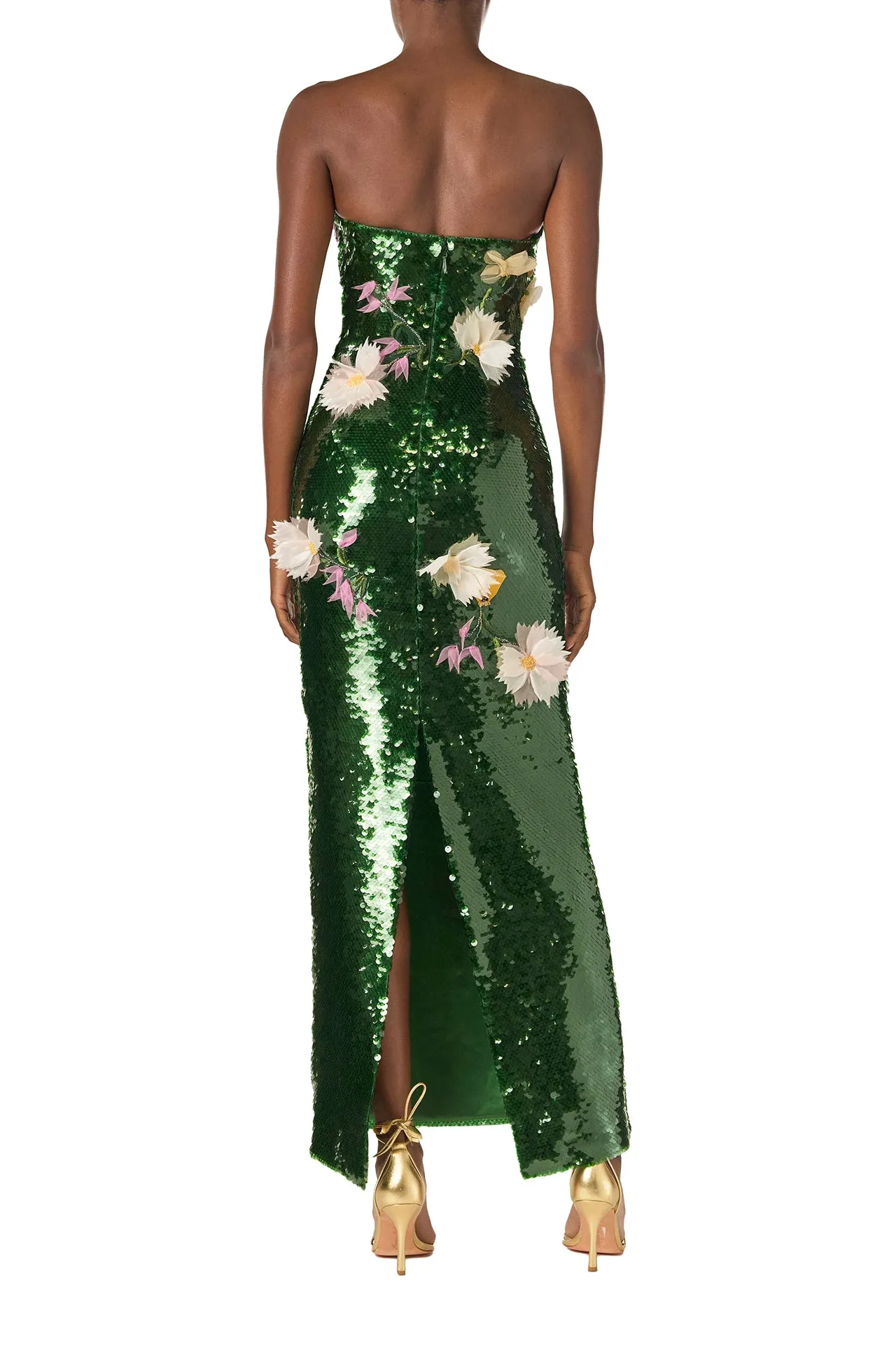 Floral Sequin Column Gown