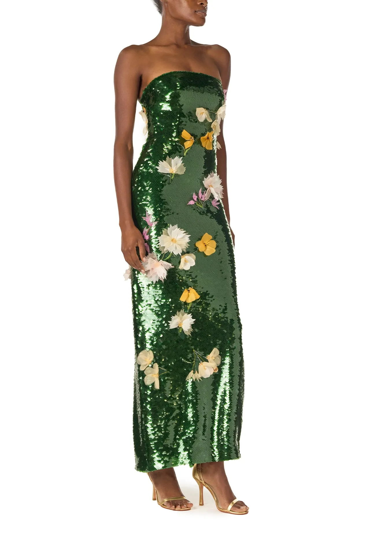 Floral Sequin Column Gown