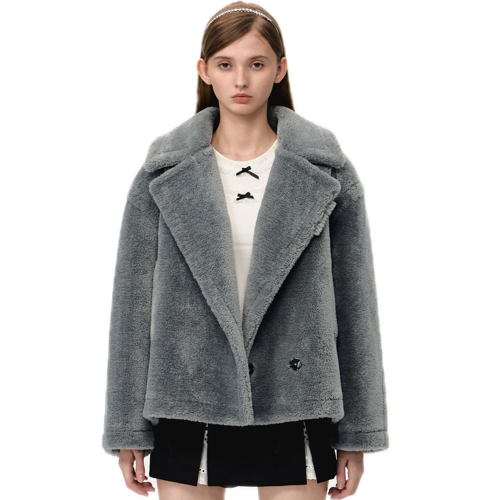 Fuzzy Bear Coat In Gray