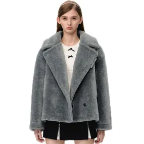 Fuzzy Bear Coat In Gray