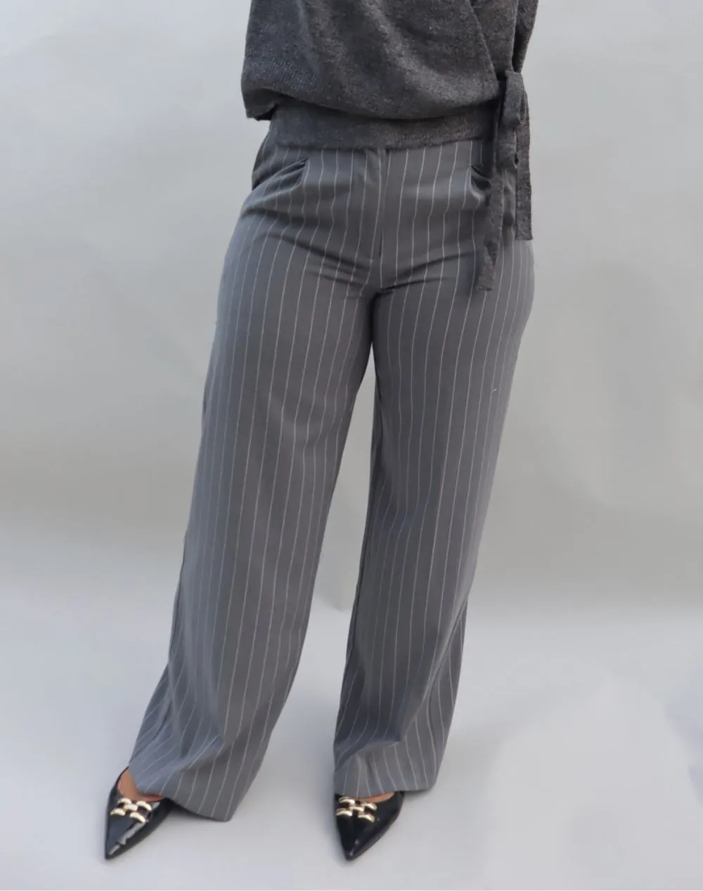 GREY PINSTRIPE TROUSERS