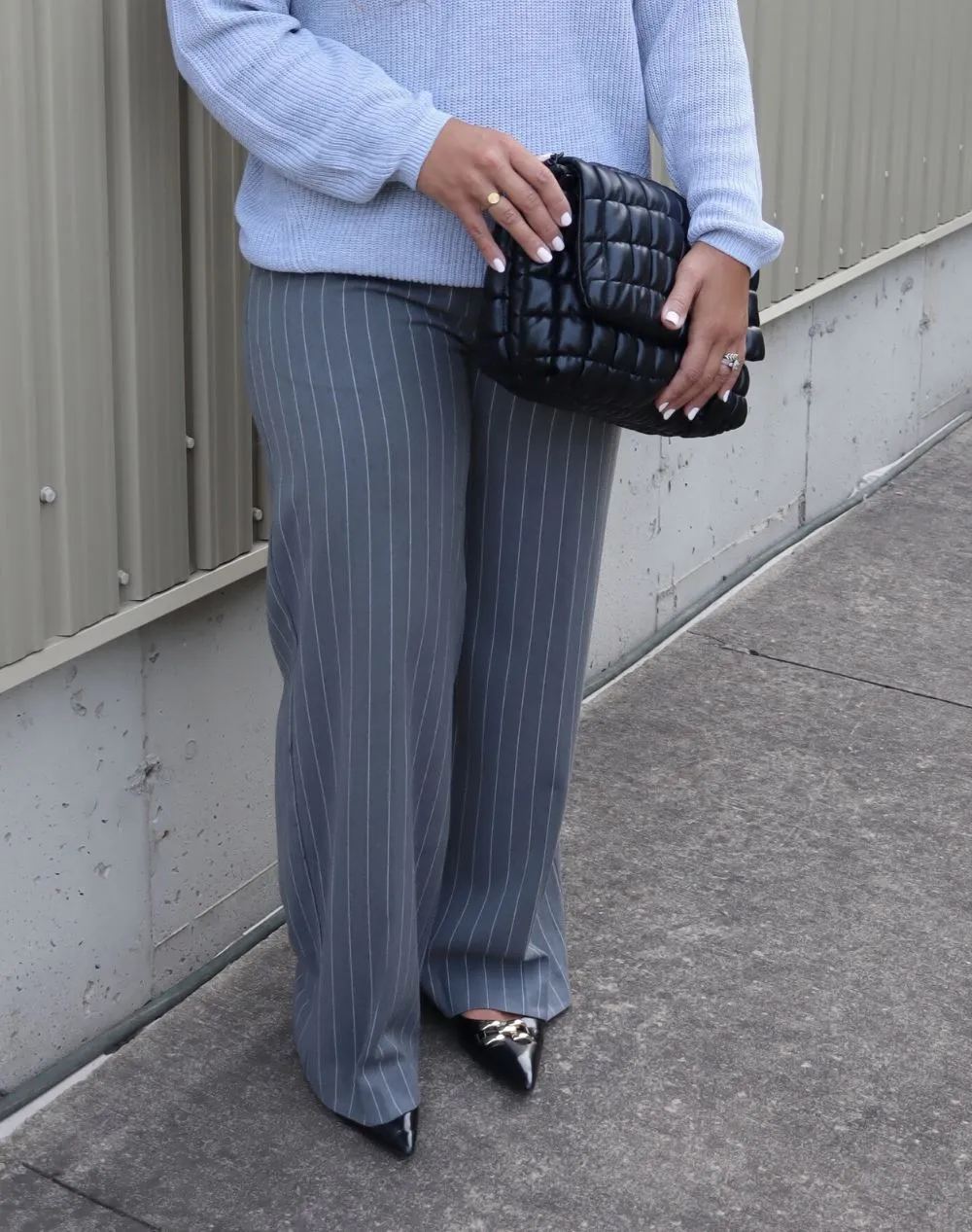 GREY PINSTRIPE TROUSERS