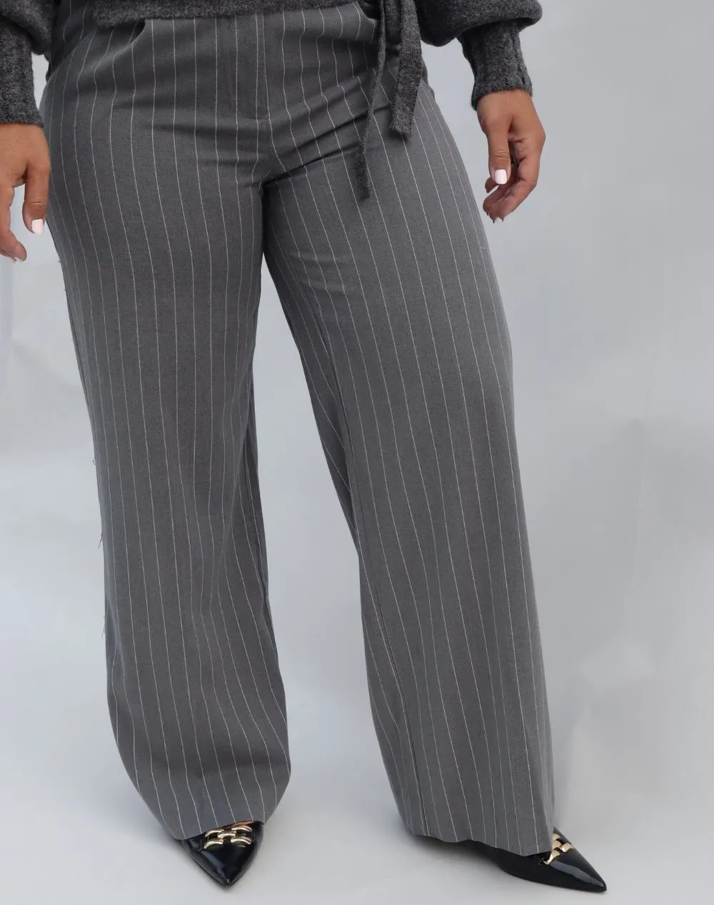 GREY PINSTRIPE TROUSERS