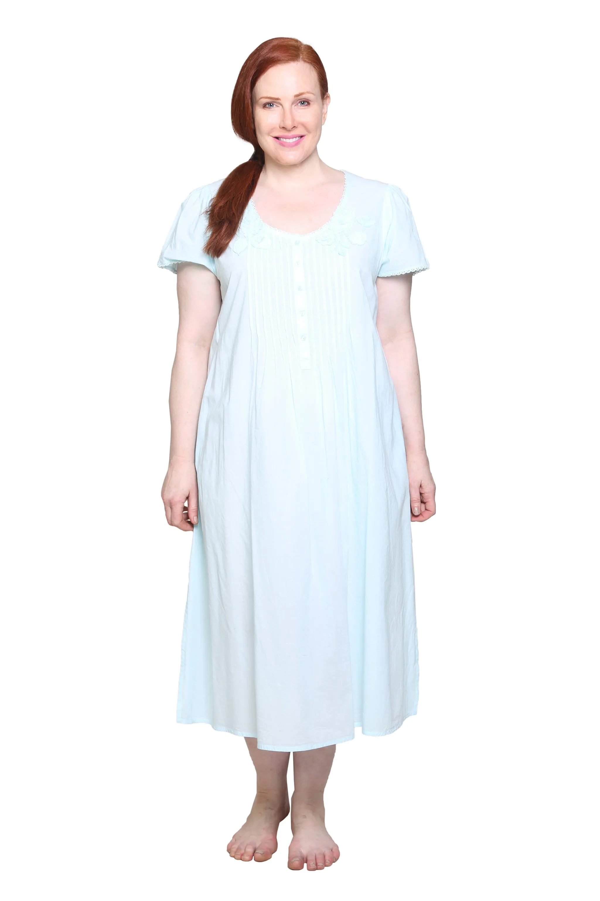 La Cera Plus Size 100% Cotton Lace Applique Gown