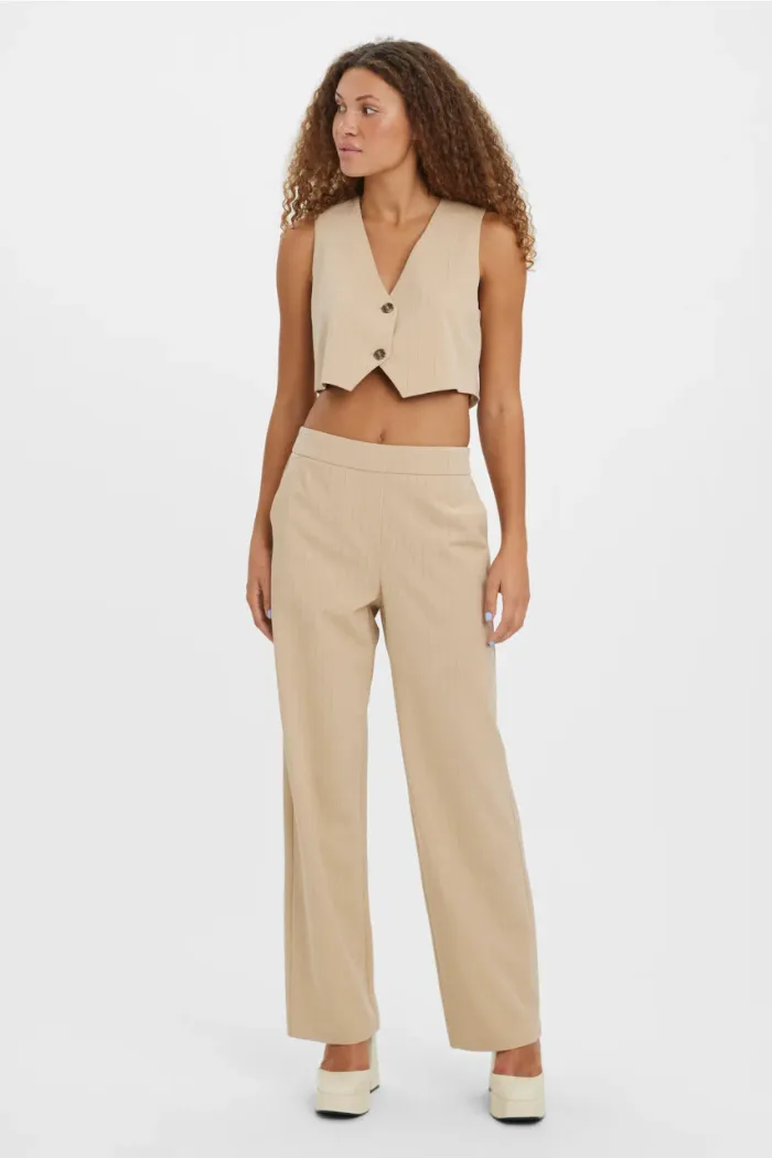 Liscookie High Rise Wide Pinstripe Pant