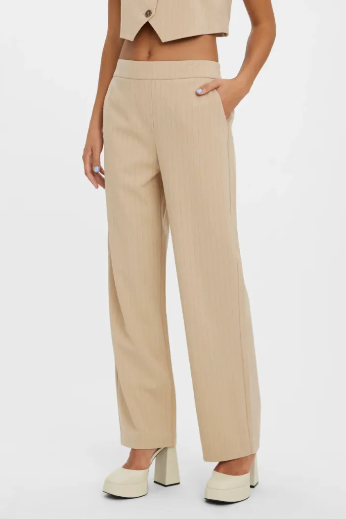 Liscookie High Rise Wide Pinstripe Pant