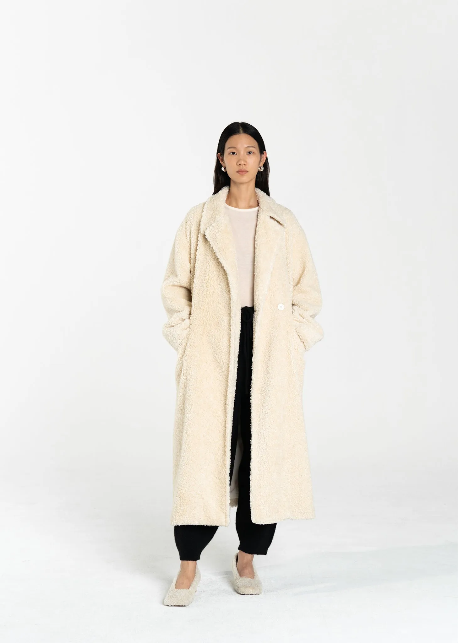 Long Curly Wrap Overcoat