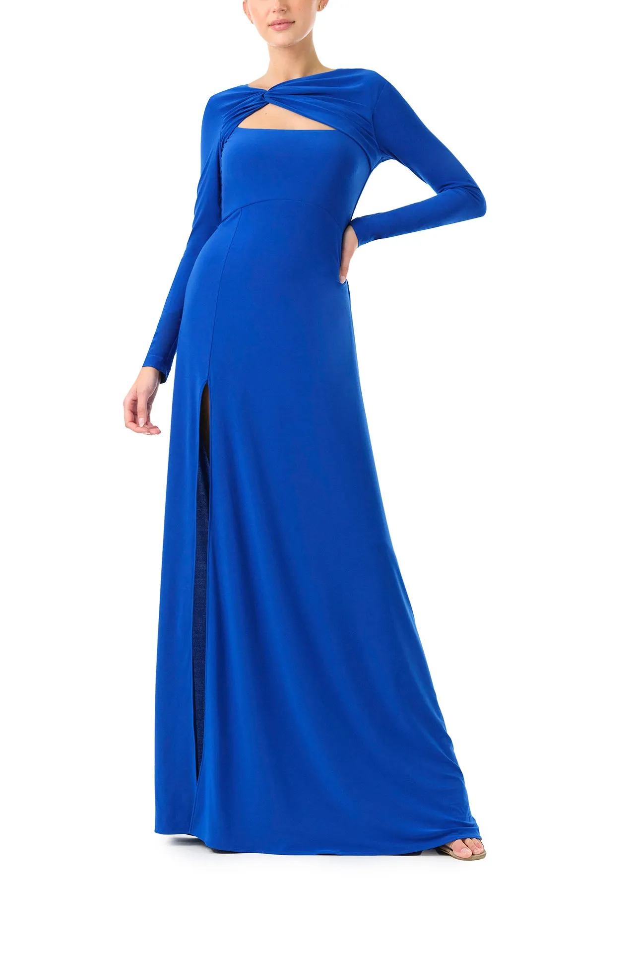 Long Sleeve Cobalt Jersey Gown