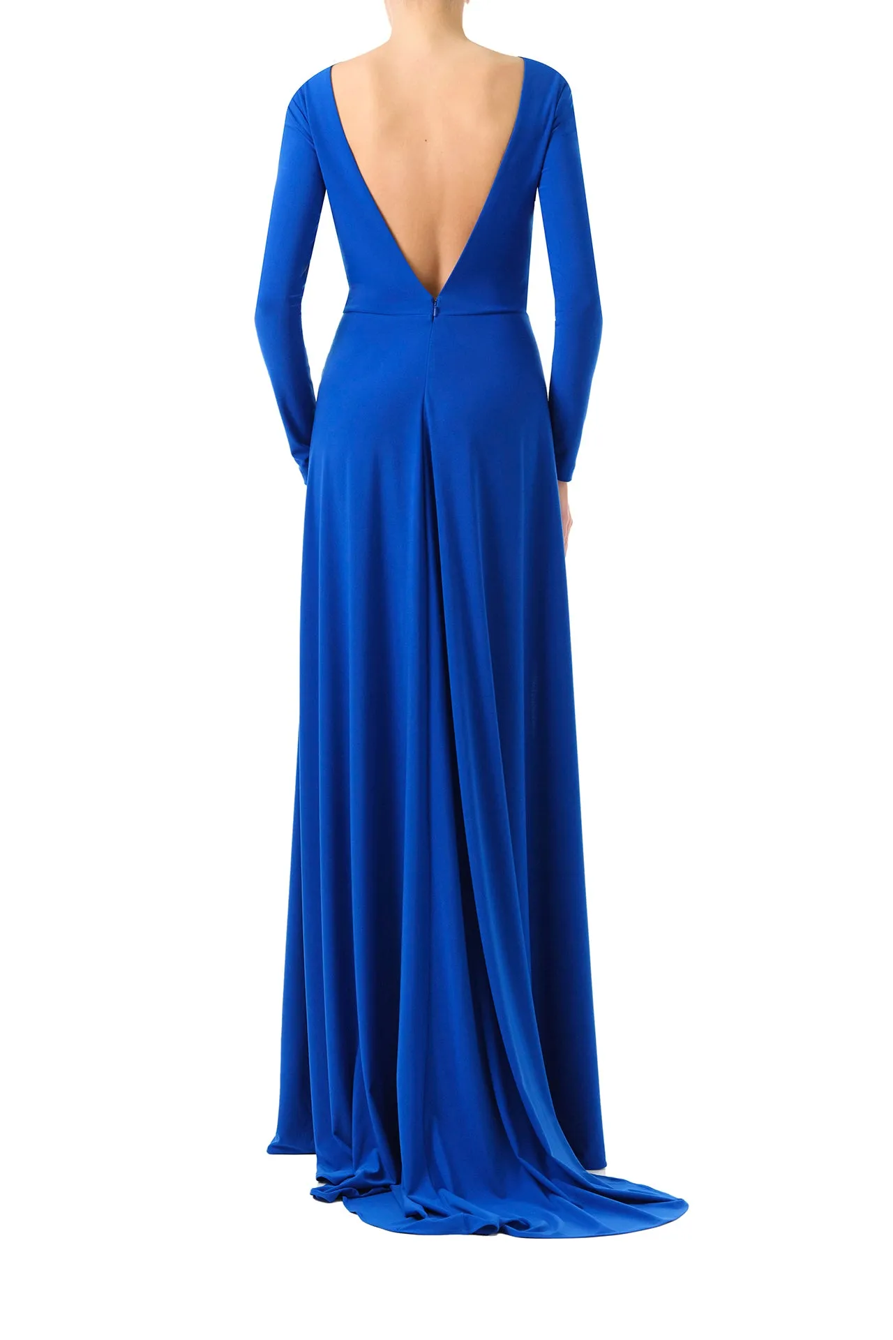 Long Sleeve Cobalt Jersey Gown