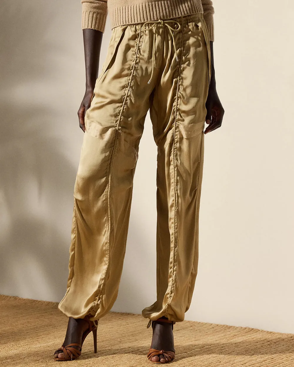 Lux Tan Charmeuse Killian Pant