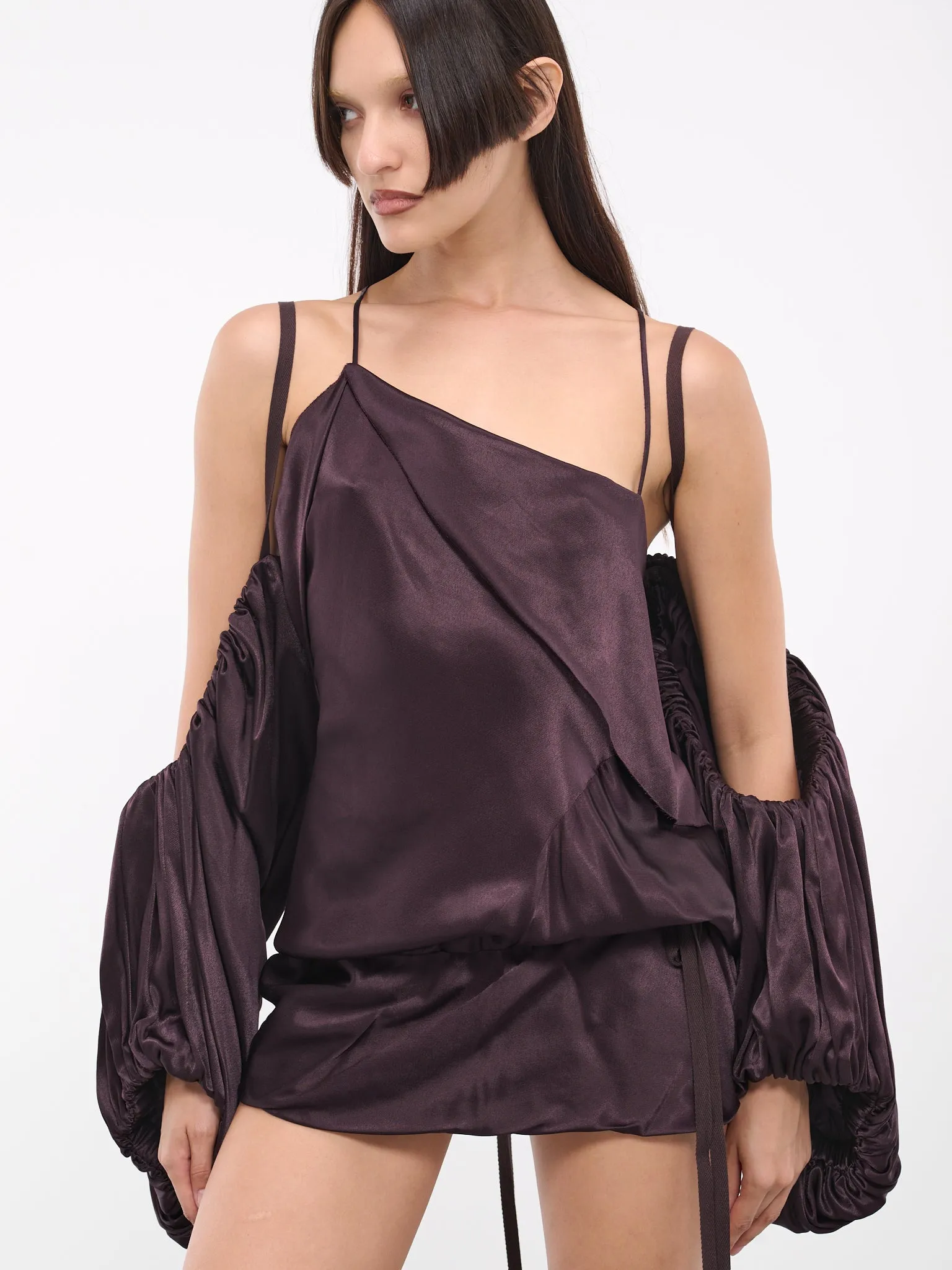 Melba Asymmetric Dress (B0011463-FA369-038-AUBERGINE)