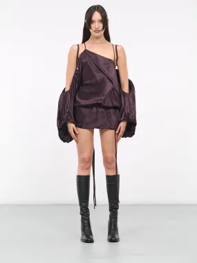 Melba Asymmetric Dress (B0011463-FA369-038-AUBERGINE)