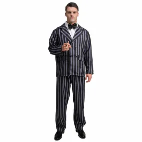 Mens Creepy Gangster Pinstripe Suit 1920s Fancy Dress Costume