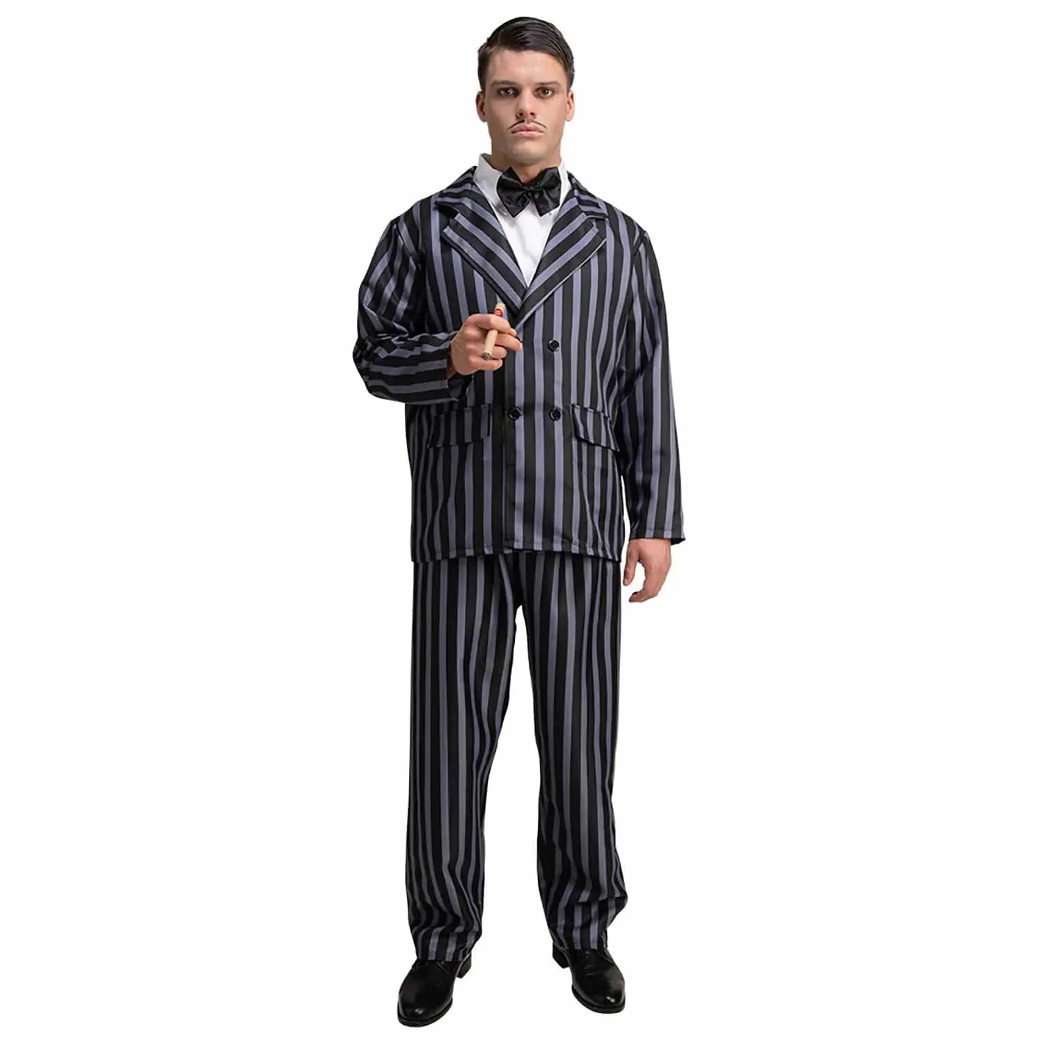 Mens Creepy Gangster Pinstripe Suit 1920s Fancy Dress Costume