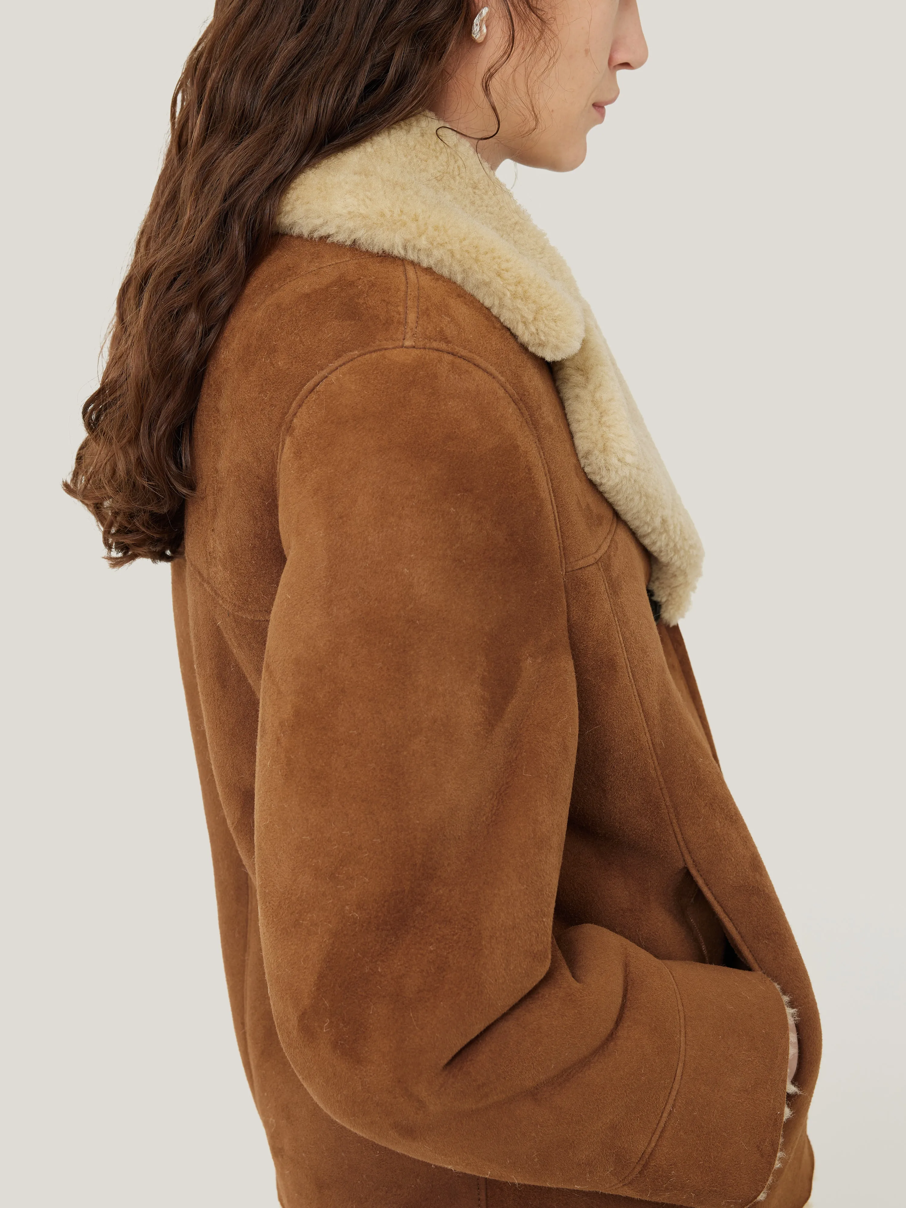 Merino Shearling Leather Coat | Ginger