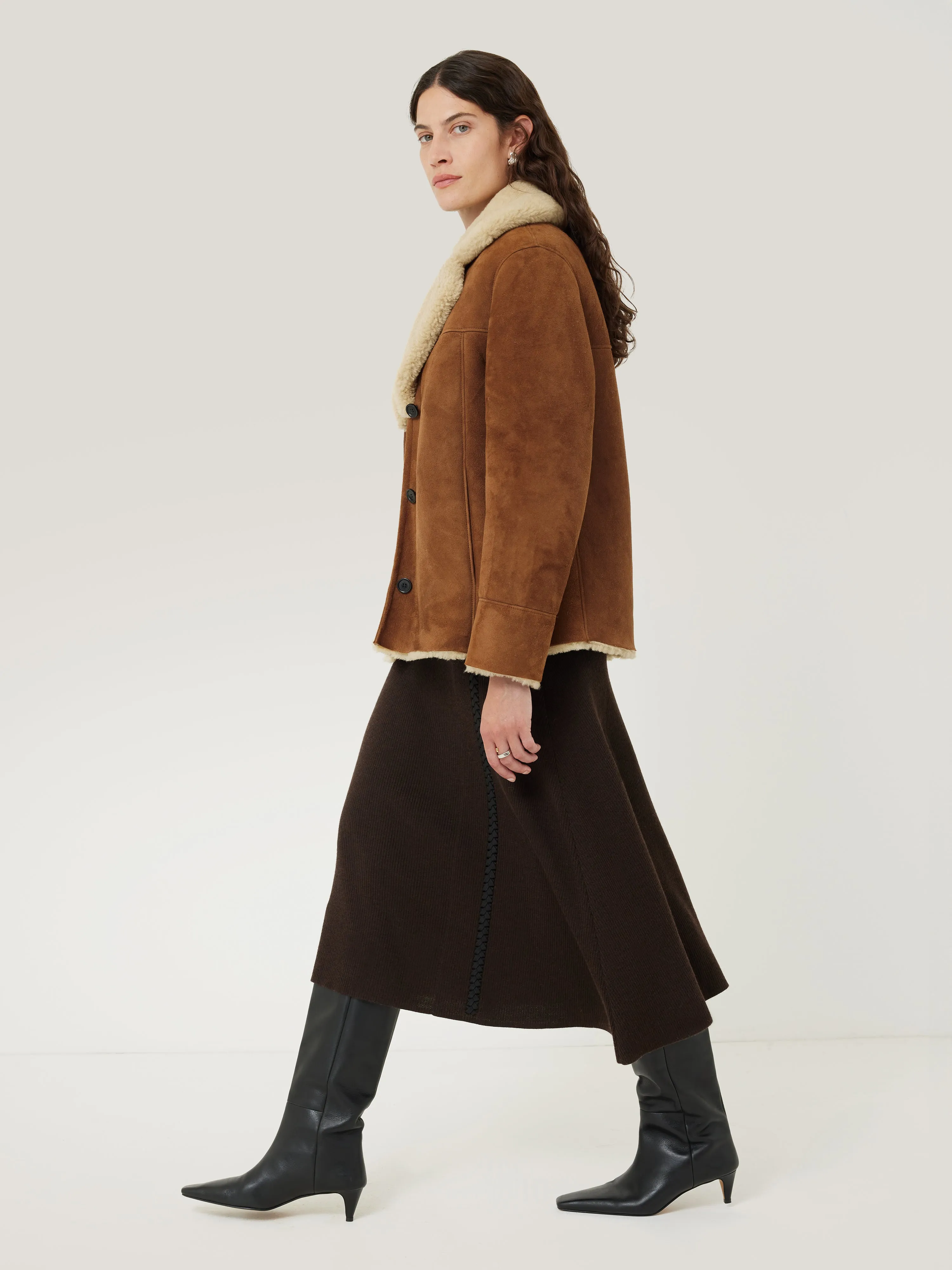 Merino Shearling Leather Coat | Ginger