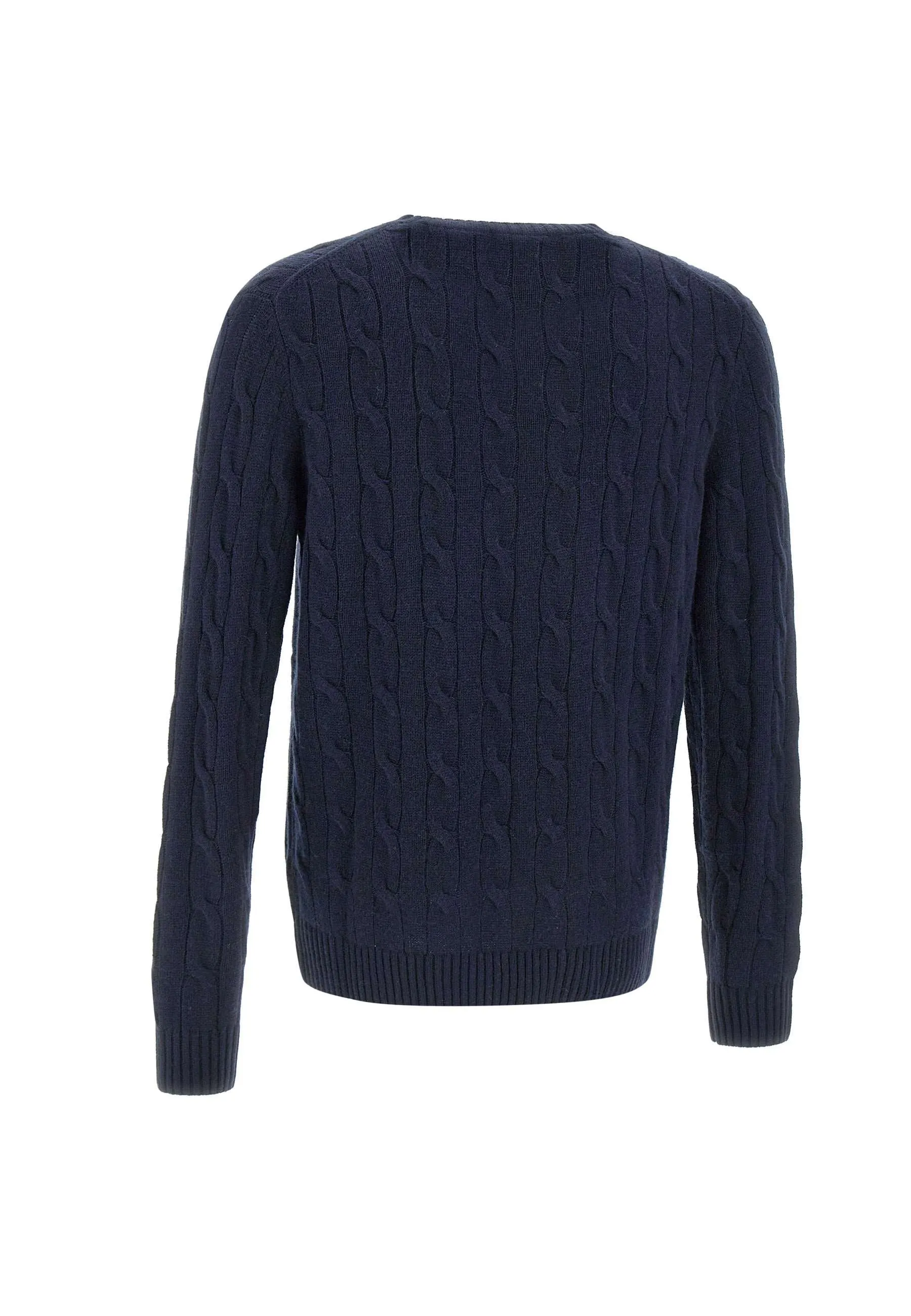 Navy Cable Knit Wool Sweater