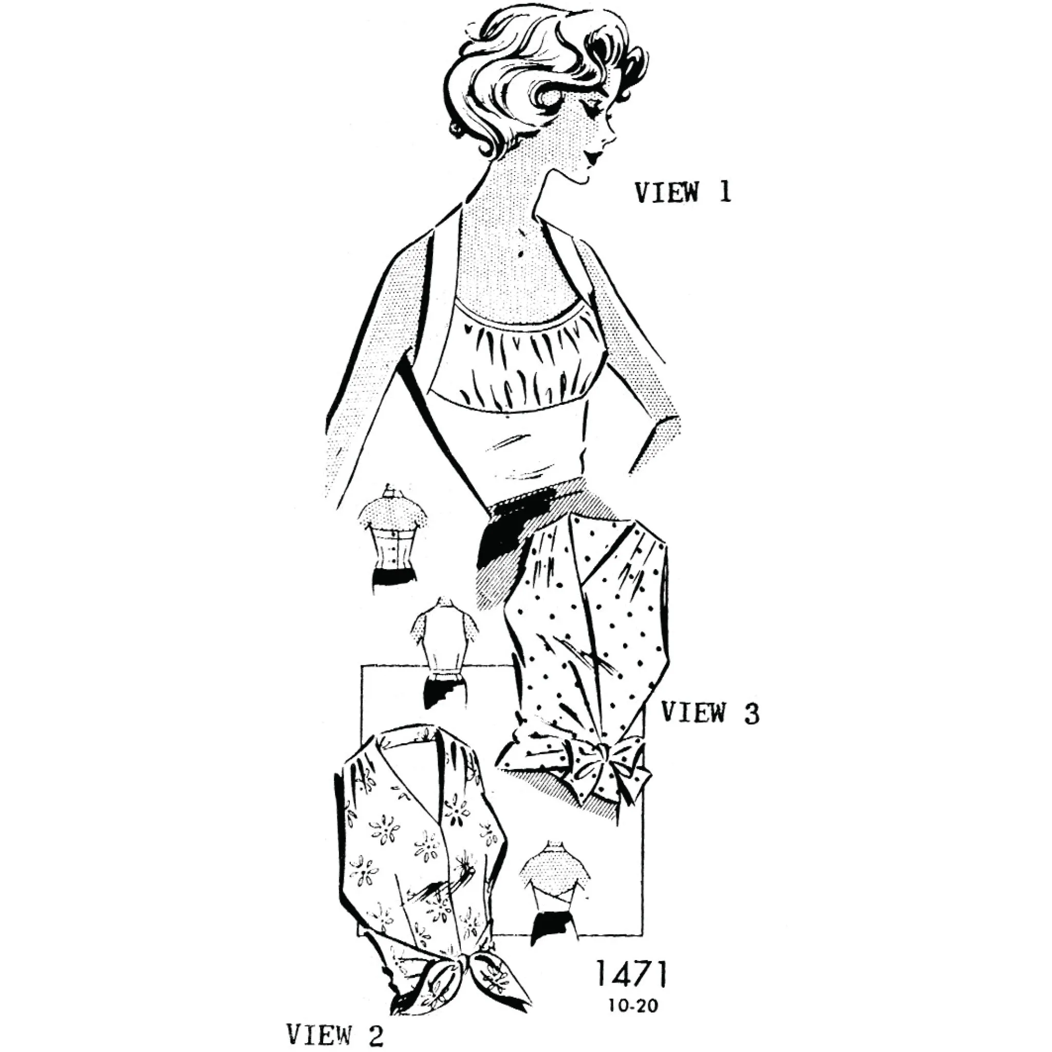 PDF - Vintage 1950s Sewing Pattern, Blouse - Bust: 34” (86.3cm) - Download