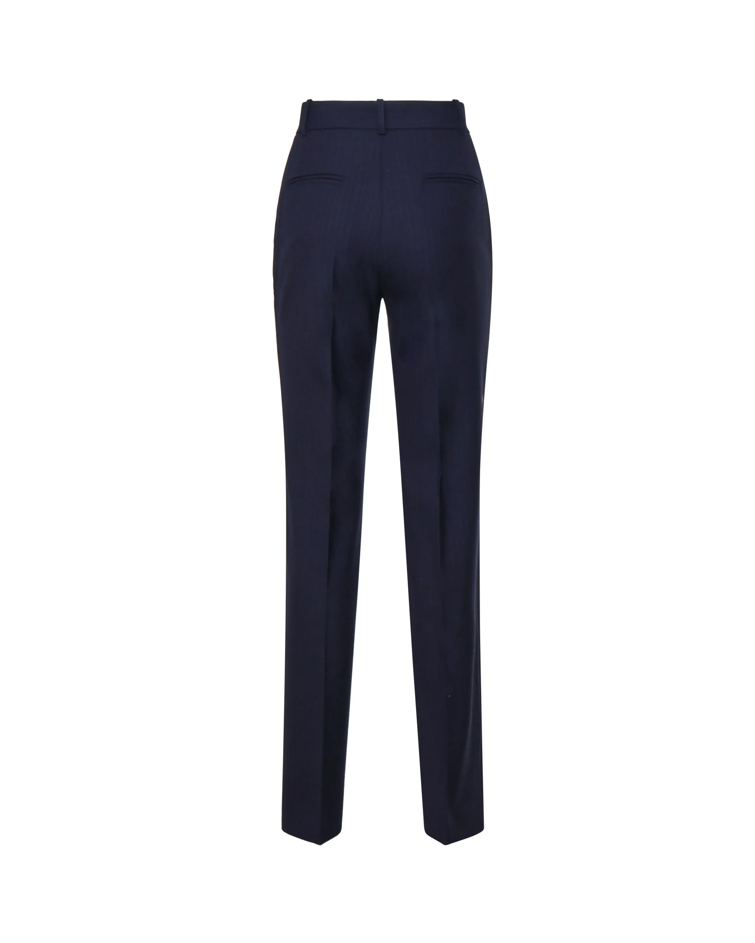 Pinstriped High Waist Blue Trousers