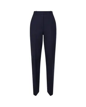 Pinstriped High Waist Blue Trousers