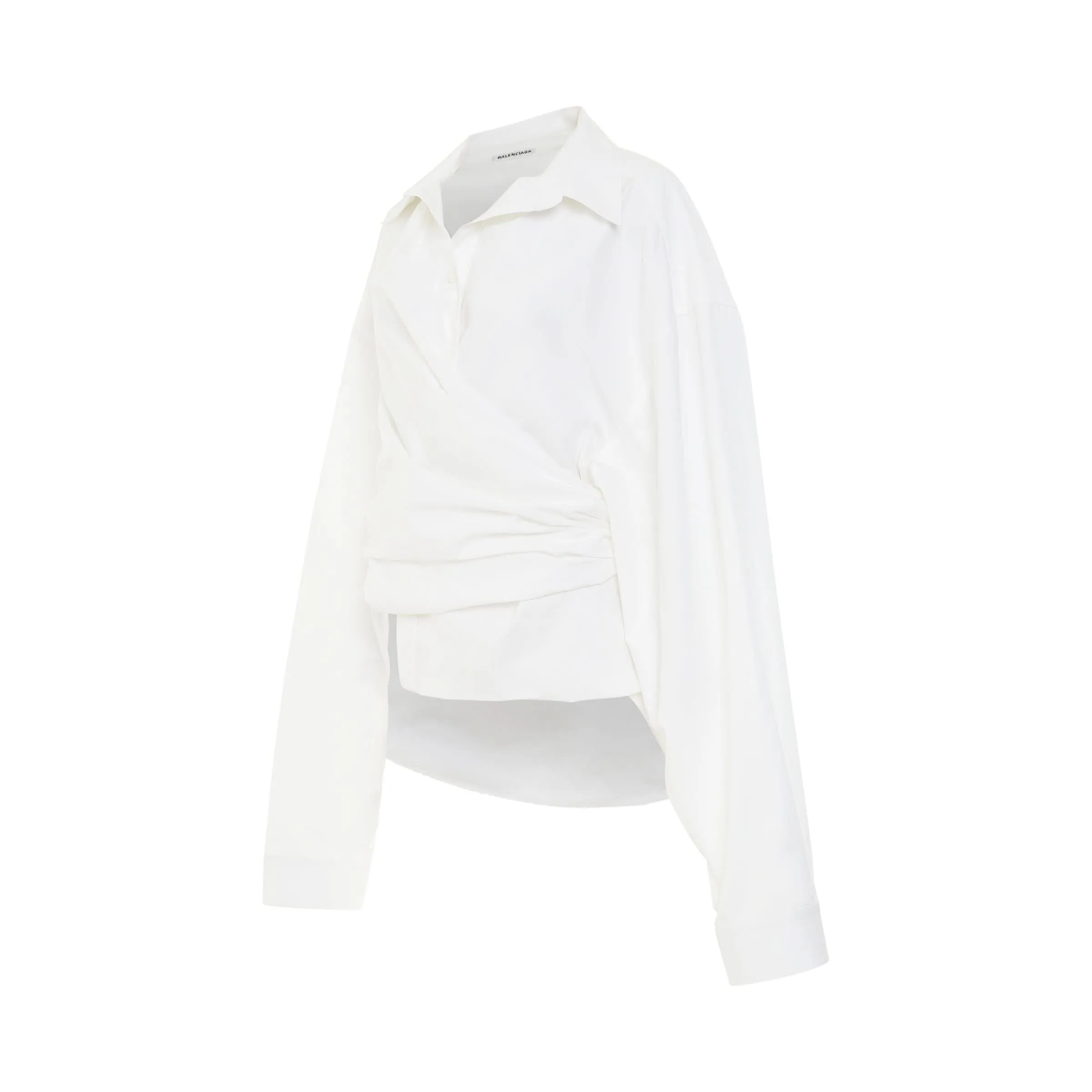 Poplin Wrap Oversized Shirt in White