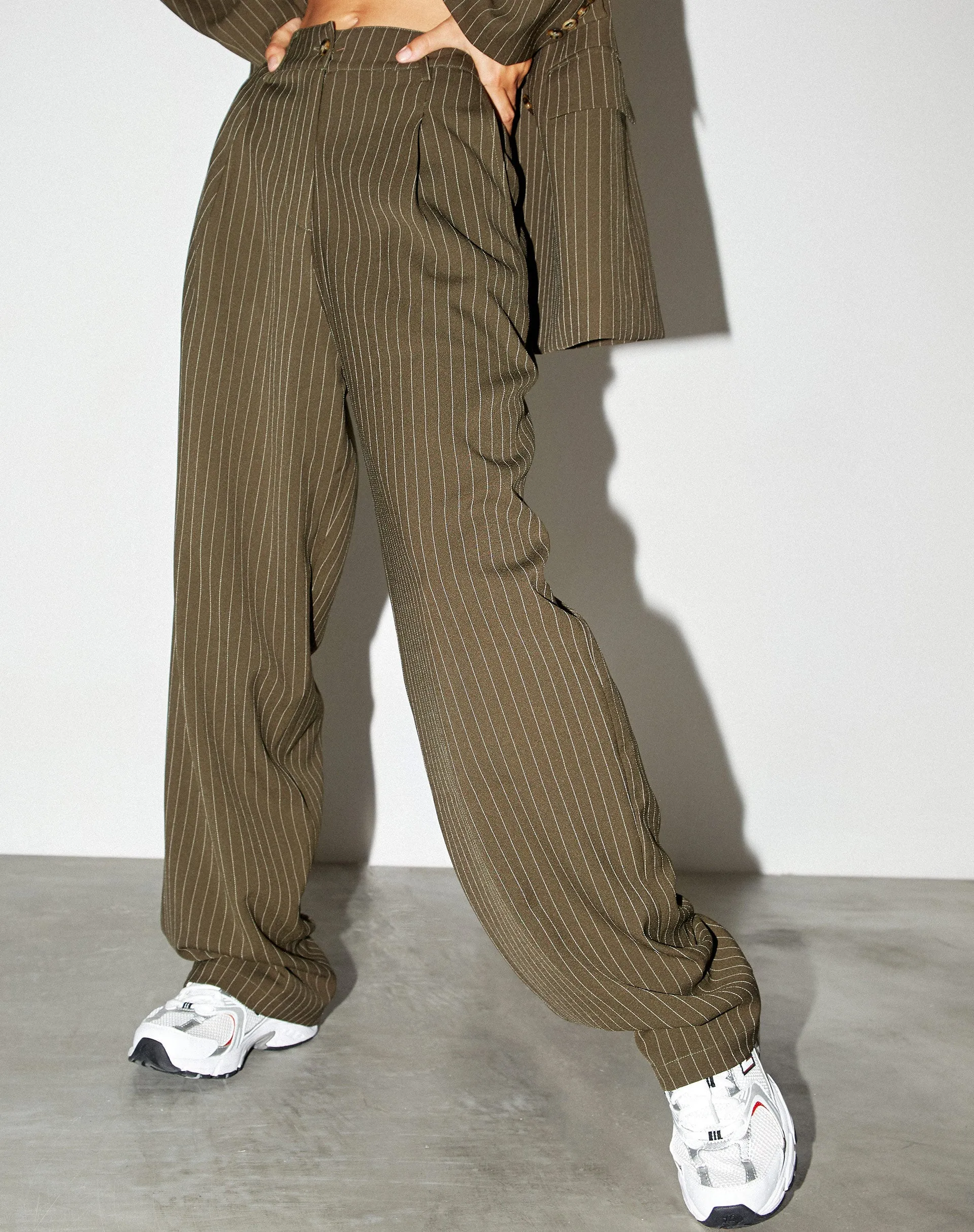 Sakila Trouser in Pinstripe Khaki