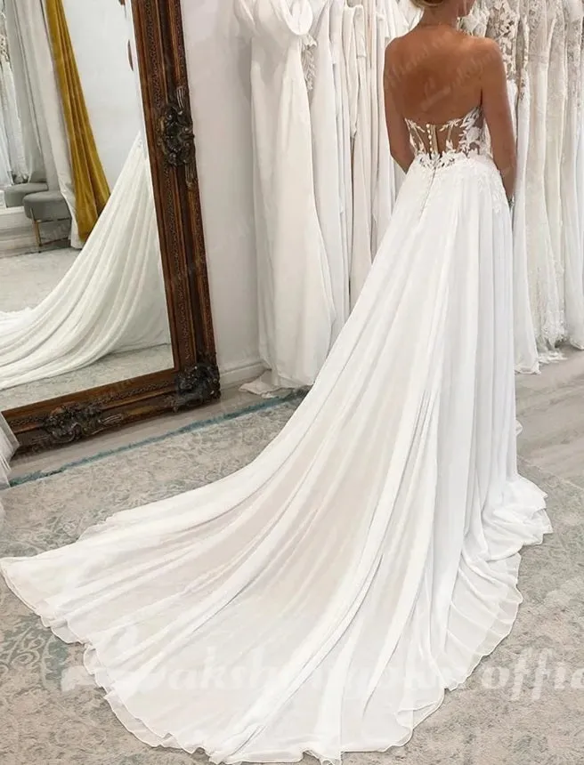 Sexy Applique Chiffon Wedding Gown All Sizes/Colors